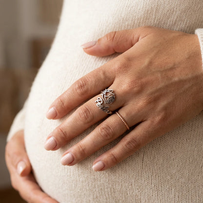 Bague Personnalisée Avec Prénom et Fleur de Naissance
